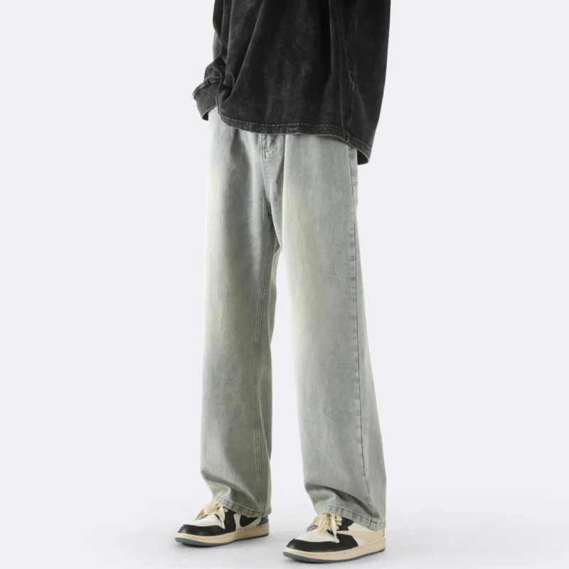 Blue Black Baggy Jeans Men Fashion Retro Straight Jeans Men Japanese Streetwear Hip-hop Loose Denim Pants Mens Trousers M-2XL