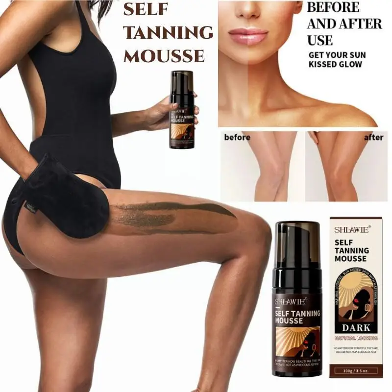 

Self Tanning Mousse For Body Beach Outdoor Sunless Bronzer Spray Tan Tanning Enhancer Body Natural Tan Cream Self Tanner Ca O8E6