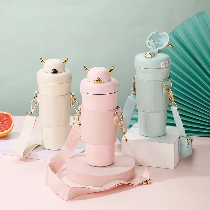 

Cute Little Devil Simple Stainless Steel Heat Preservation Cup Male and Female Student Cup Portable Simple Water Cup with Straw