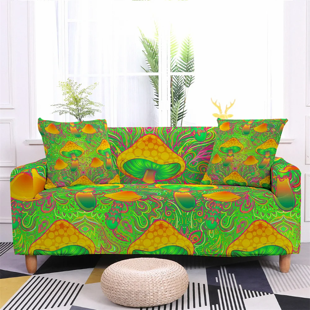 Чехол для дивана в гостиную 3D чехол виде психоделических грибов Радужный стиле