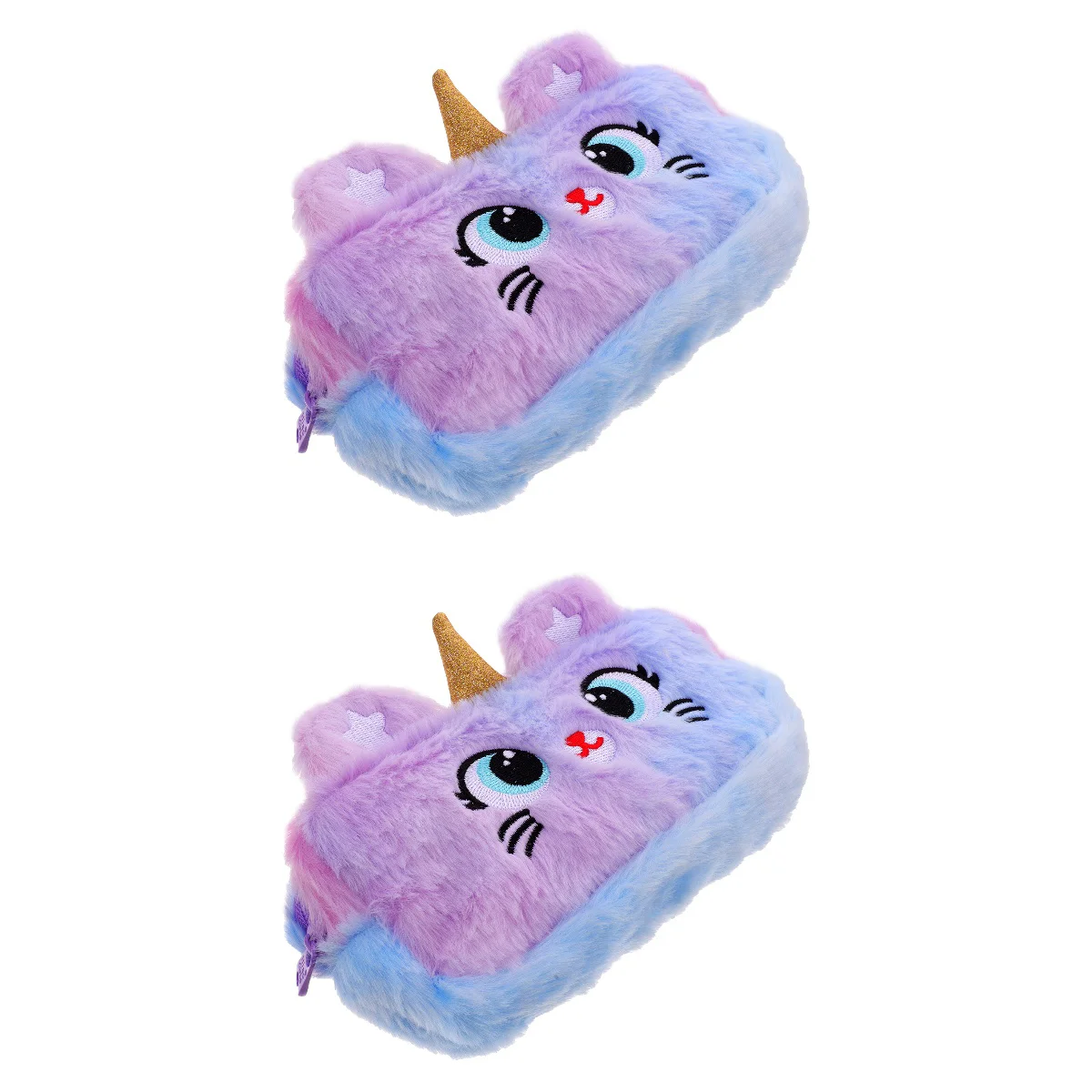 

2 PCS Unicorn Case Students Bag Large Stationery Kids Lovely Zipper Design Cute Adorable Plush Multi-use Multifunctional