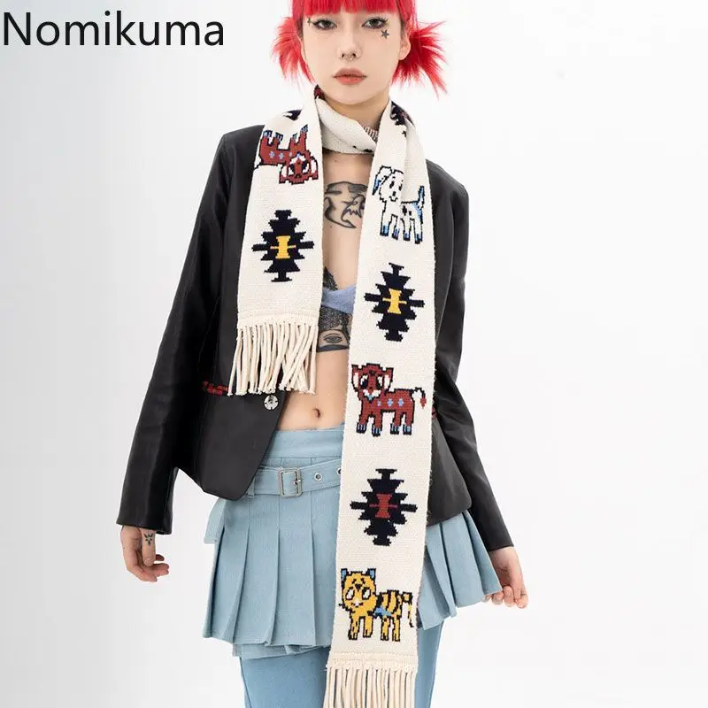 Kawaii аниме модный вязаный шарф с кисточками новый осенне-зимний теплый мультяшный