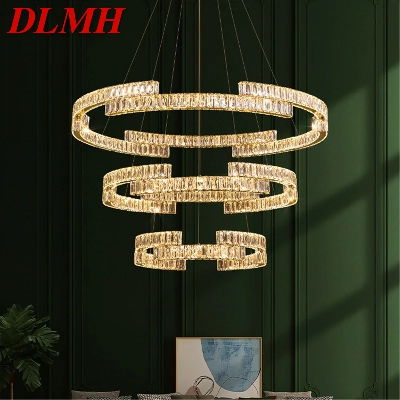 

DLMH Modern Pendant Lamp Round LED Crystal Gold Creative Chandelier Decorative Fixtures For Hotel Living Room