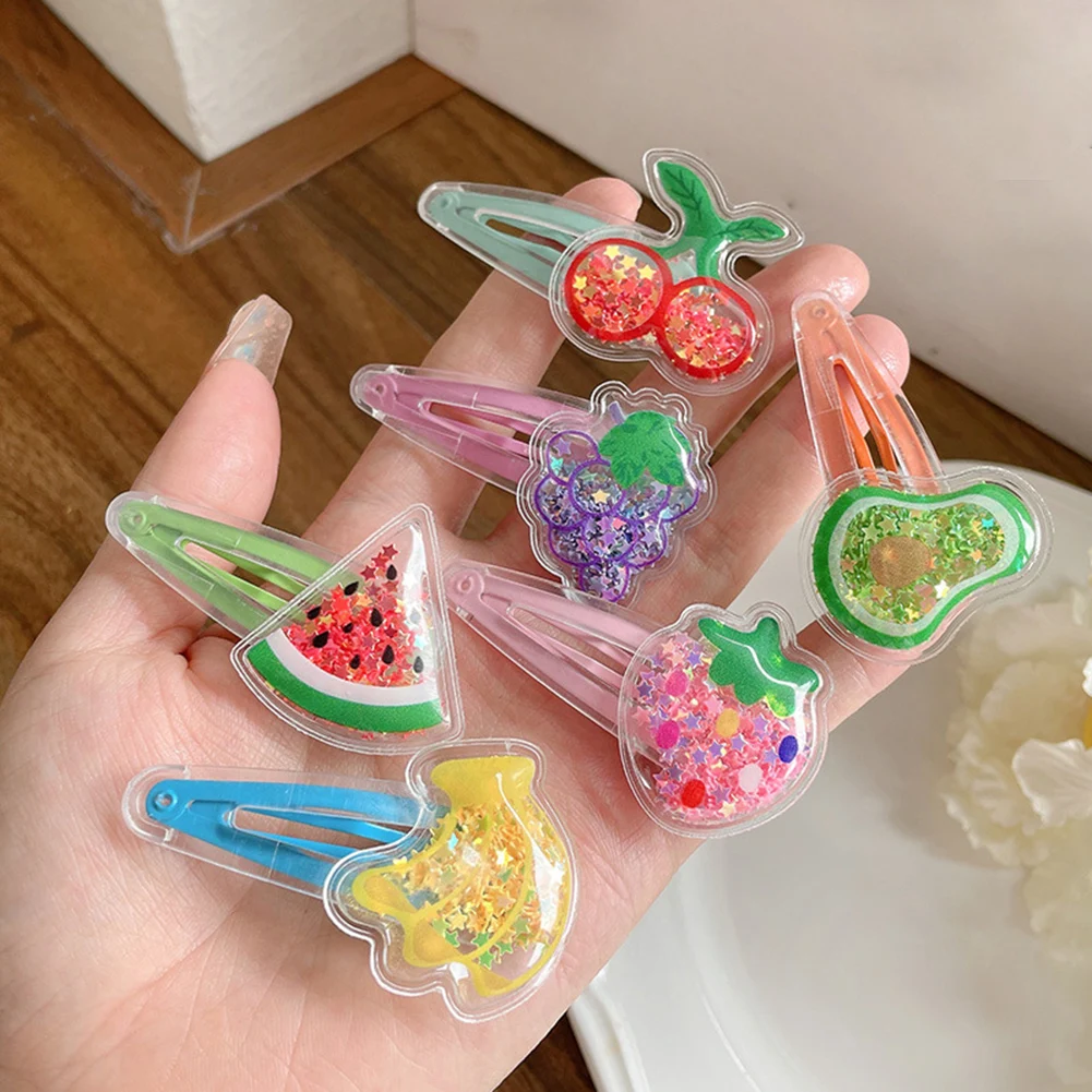 

1 Pc Girls Cute Fruit Hairpins Transparent Quicksand Hair BB Clip Side Collet Barrettes Headband Kids Hair Accessories