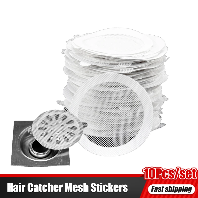 

10Pcs Round Disposable Shower Drains Hair Catcher Mesh Stickers Hair Stoppers Catchers Bathroom Bathing Shower Net Accessories