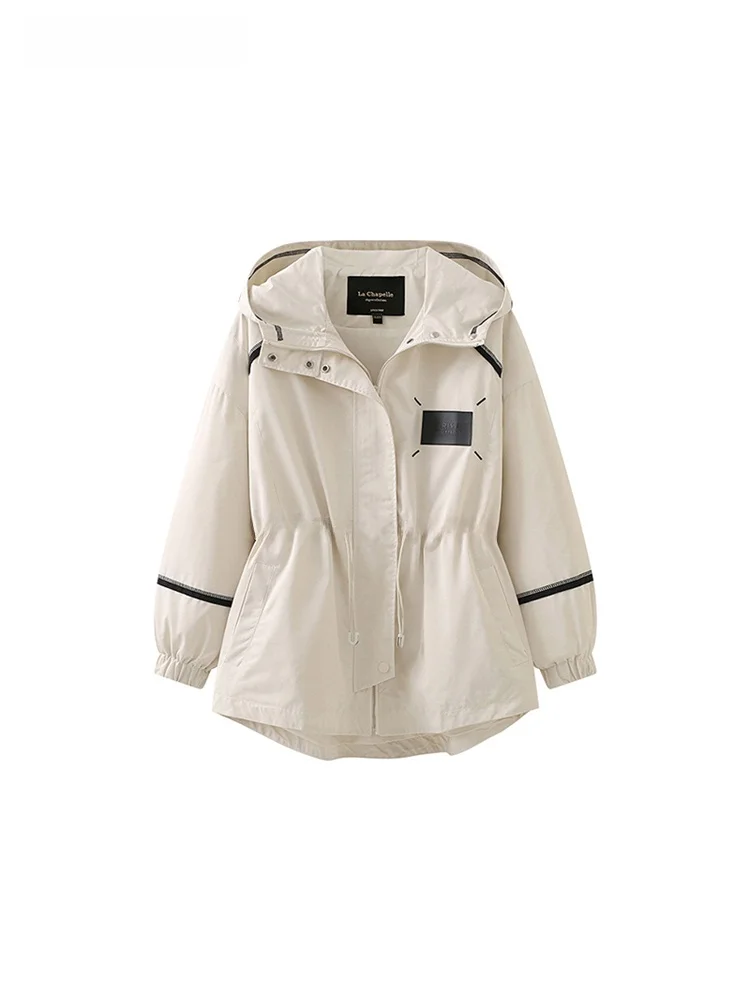 La Chapelle осенний новый плащ с капюшоном облегающий талию верхняя одежда женский