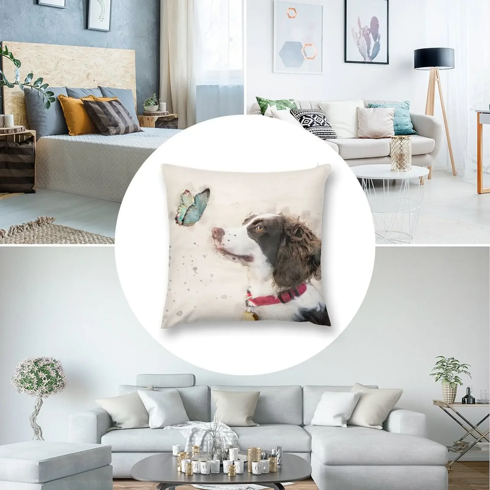Английский спрингер-спаниель акварель наволочка наволочки декоративная