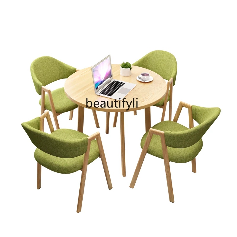 

yj Nordic Simple Reception and Negotiation Leisure Balcony Dining Tables and Chairs Set Milk Tea Shop Tables and Chairs
