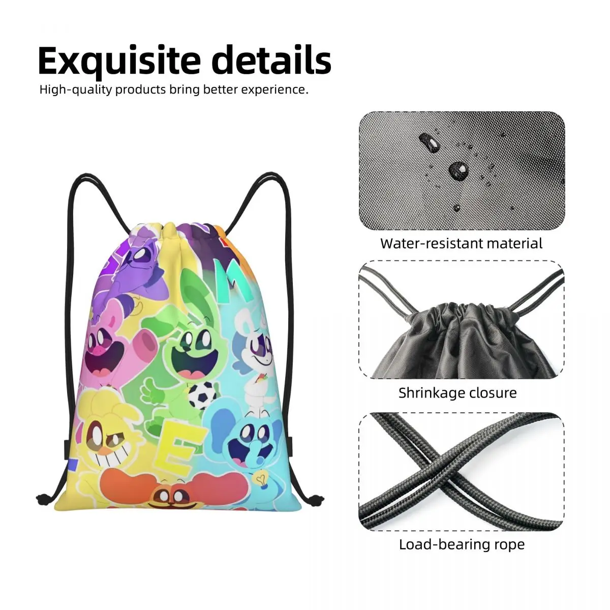 Улыбающееся животное рюкзак на шнурке из аниме спортивная сумка для