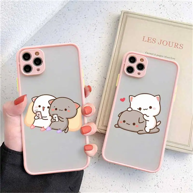 

Peach Mochi Cat Phone Case matte transparent For iphone 14 11 12 13 plus mini x xs xr pro max cover