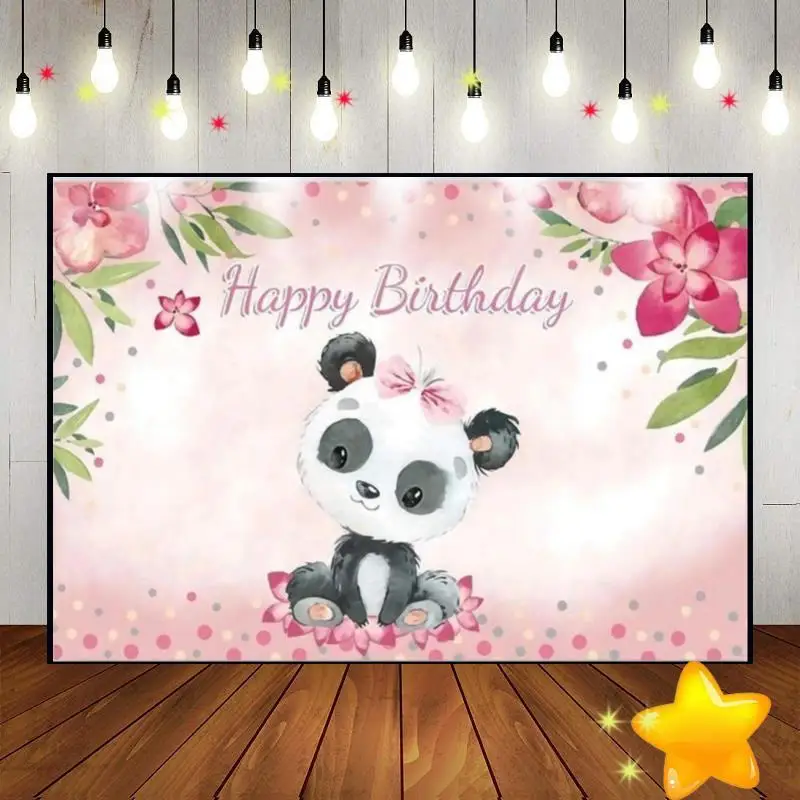 

Panda Cute Cartoon Bamboo Zoo Birthday Decoration Background Game Baby Shower Banner Photo Photography Backdrops Party Boy