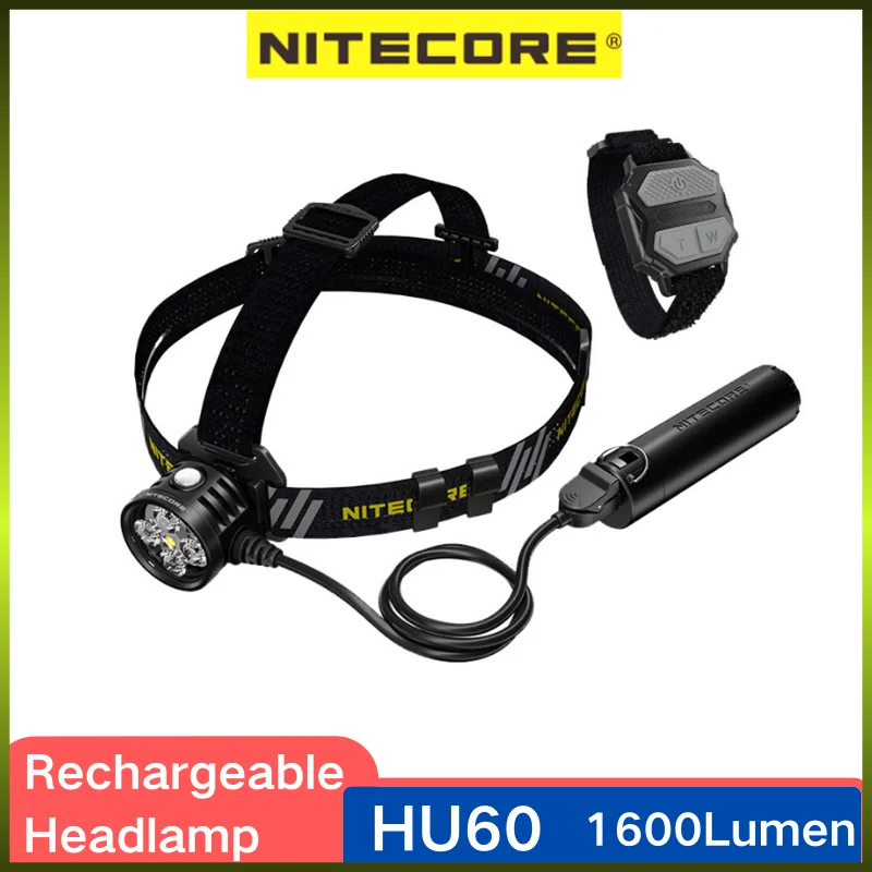 NITECORE HU60 Spootlight 1600 lumens Rechargeable Wireless Focusing Headlight Lightweight Headlamp For Outdoor Runing Searching