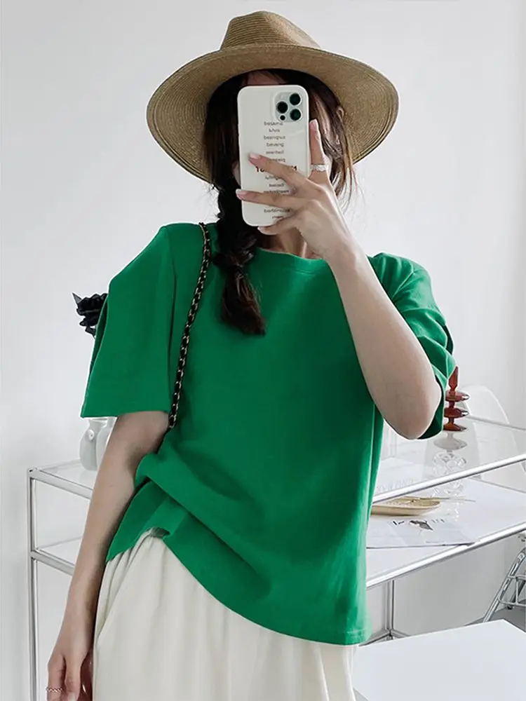 Women Solid Basic T Shirt Summer Casual Loose T-Shirt Lazy Style Women Tee Shirt Oversized O Neck Short Sleeve Female Tops