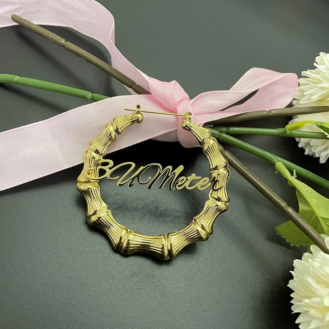 Custom Name Hoop Earrings Personalized Gold Color Stainless Steel For Earrings Women Letter Nameplate Memorial DIY Jewelry Gifts