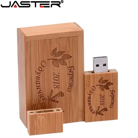 JASTER Деревянные флэш-накопители USB 2.0 128 ГБ Бесплатный индивидуальный логотип Pen Drive 64 ГБ с коробкой Memory Stick 32 ГБ 16 ГБ подарок USB-накопитель