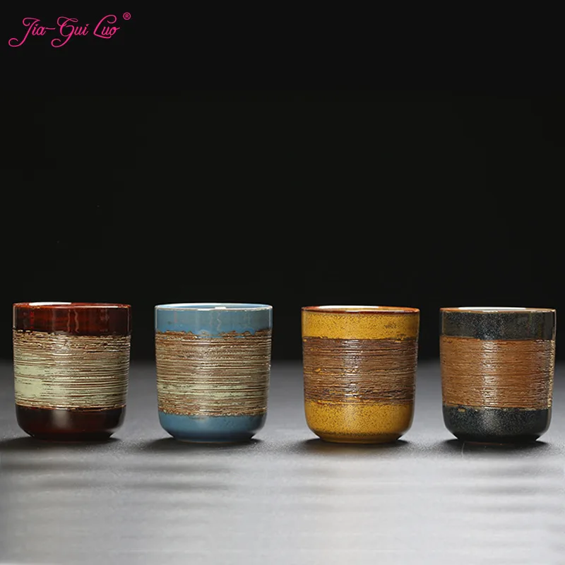 

JIA GUI LUO Ceramic Japanese Kiln Turned Tea Cup Creative Drawing Coffee Cup Kung Fu Teacups Retro Style Cup I128