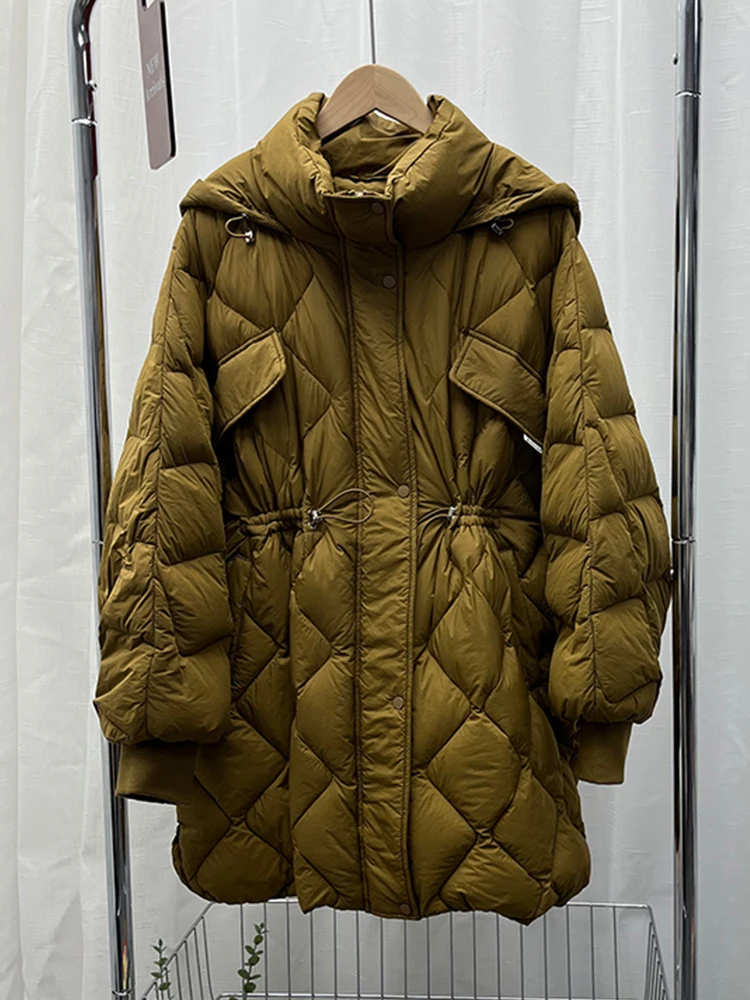 

Женская свободная парка на молнии LY VAREY LIN, Повседневная Толстая теплая куртка на белом утином пуху, с капюшоном