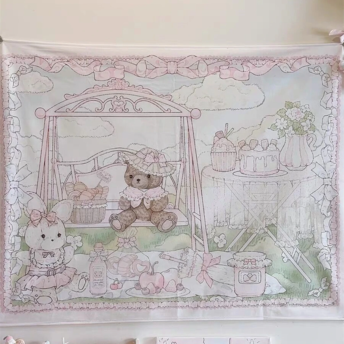 

Cartoon Tapestry Colorful Psychedelic Decorative Carpet Wall Fabric For Living Room Bedroom Kawaii Accessories Gift