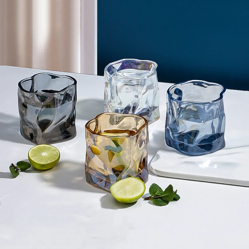 

New Ins Twister Cup Dazzle Whiskey Glass Shaped Glass High Appearance Level Coffee Breakfast Milk Wine Glass Gift Water Cup