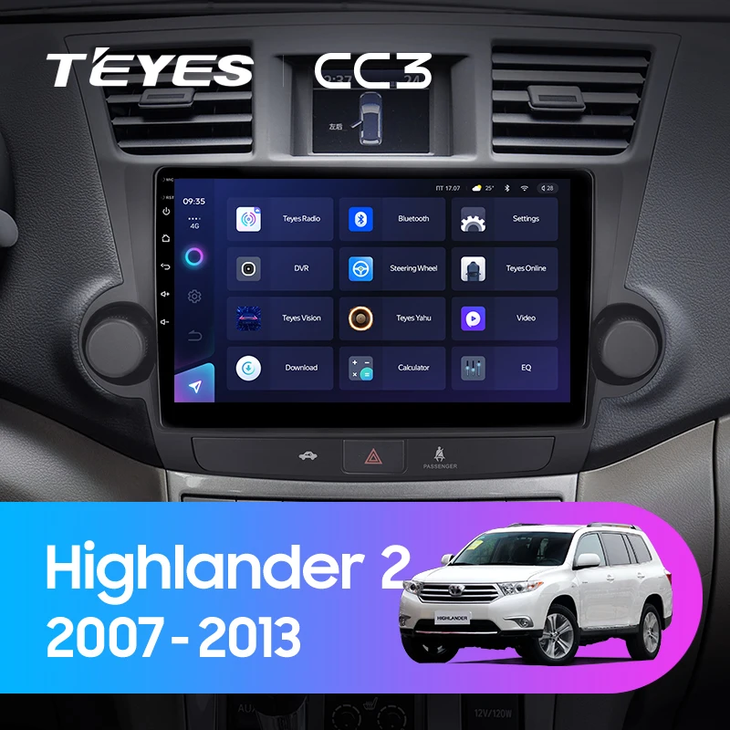 TEYES CC3 Штатная магнитола For Тойота Хайлендер Toyota Highlander 2 XU40 2007 - 2013 до 8-ЯДЕР 6 + 128ГБ 27EQ