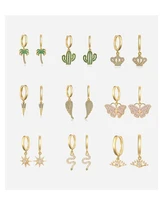 kouch wholesale earrings 2pairs butterfly dangle earrings zirconia charms snake eyes gold color drop pendients luxury droop 2022