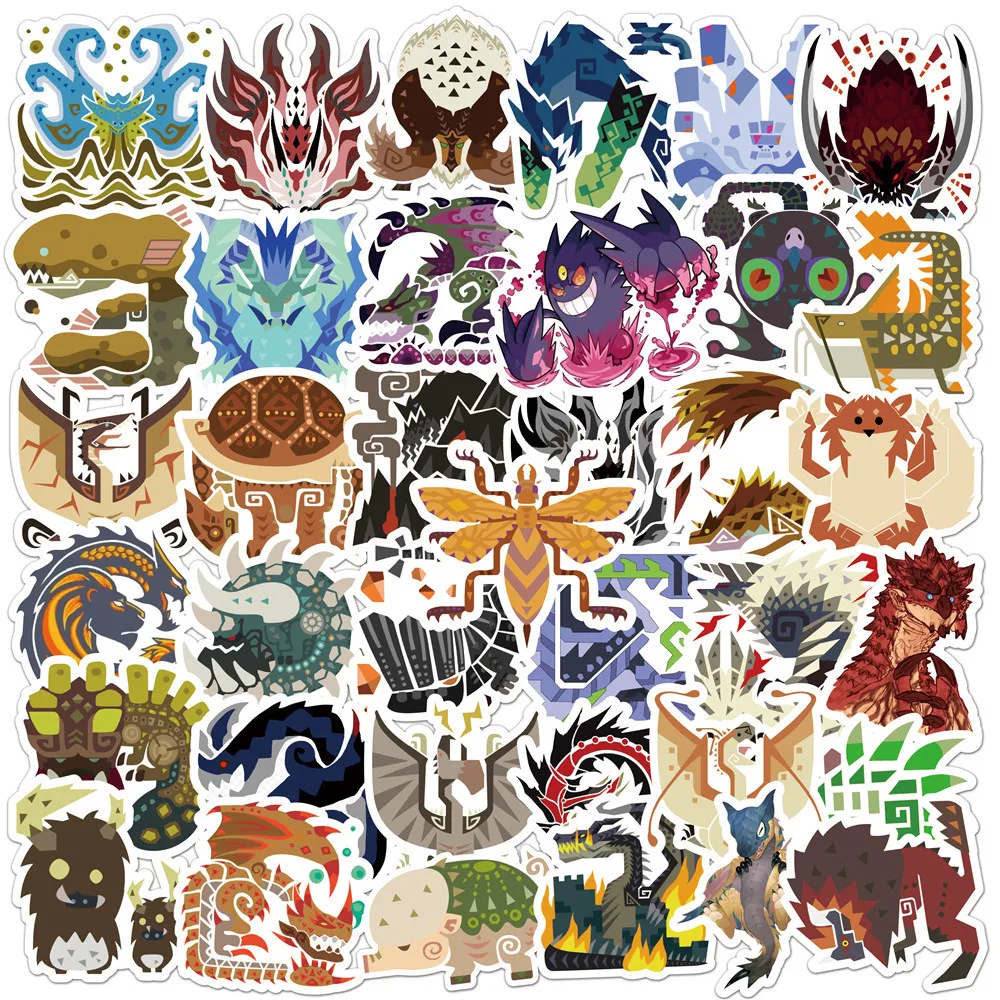 

50PCS Monster Hunter Cartoon Game Stickers DIY Laptop Luggage Skateboard Graffiti Decals Sticker for Kid Toys