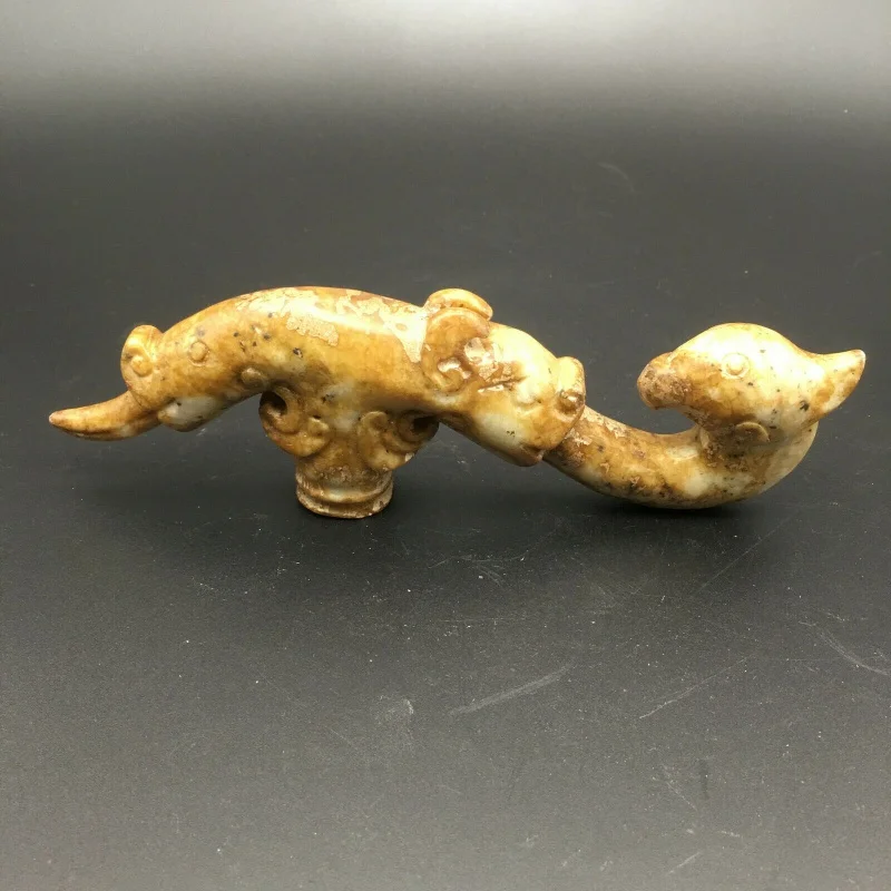 

Chinese Han Dynasty Old Jade Carving Dragon and Phoenix Statue ， n184