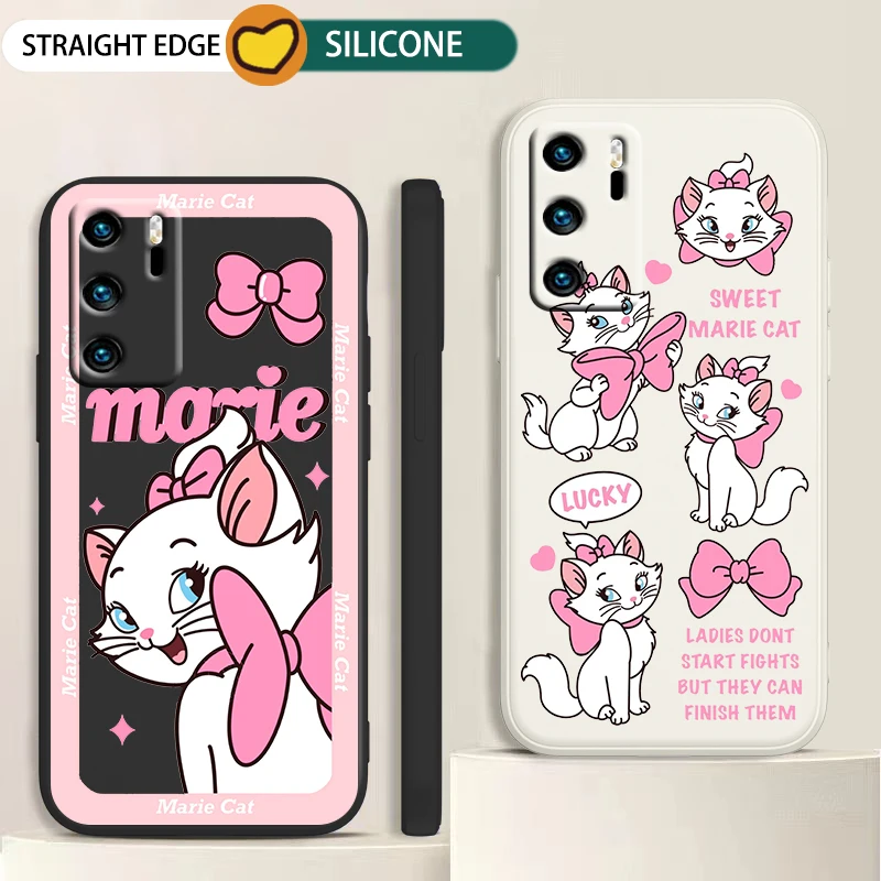 

Cute Disney Marie Cat Case For Huawei P50 P40 P30 P20 P Smart Z Pro Plus 2019 2021 Liquid Rope Phone Cover Core Coque Shell Capa