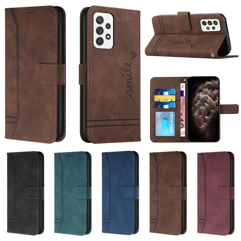 

Роскошный кожаный чехол-книжка для телефона Samsung Galaxy A53, A14, A13, A73, A33, A23, A52, A72, A32, A12, A42, A22, чехол-кошелек с магнитной застежкой для карт