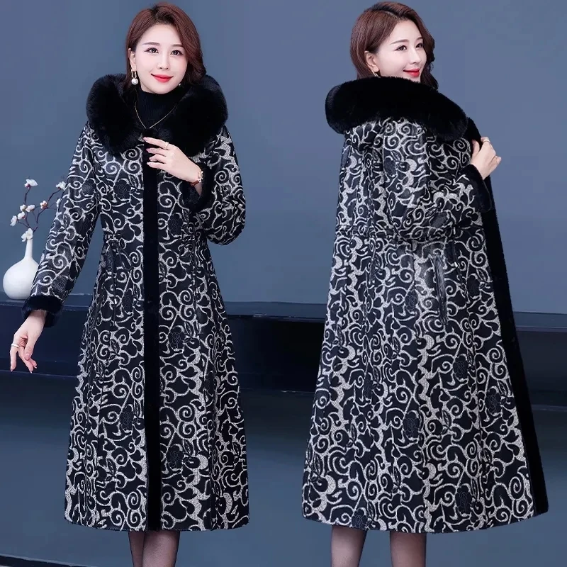 Two-sided Faux Fur Coat Female Fur One-piece 2022 Autumn Winter New Long Over-the-knee Plus Velvet Thick Warm Overcoat Womens
