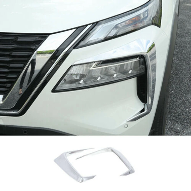 

Car ABS Chrome Fog Light Frame Front Headlight Lamp Eyebrow Cover Trim for Nissan Rogue 2021 2022