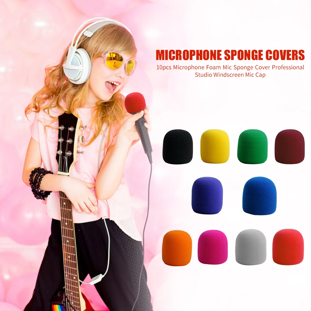 

10pcs Microphone Foam Mic Sponge Cover Studio Windscreen Protective Grill Shield Music Speaker Cover 70x60x10mm