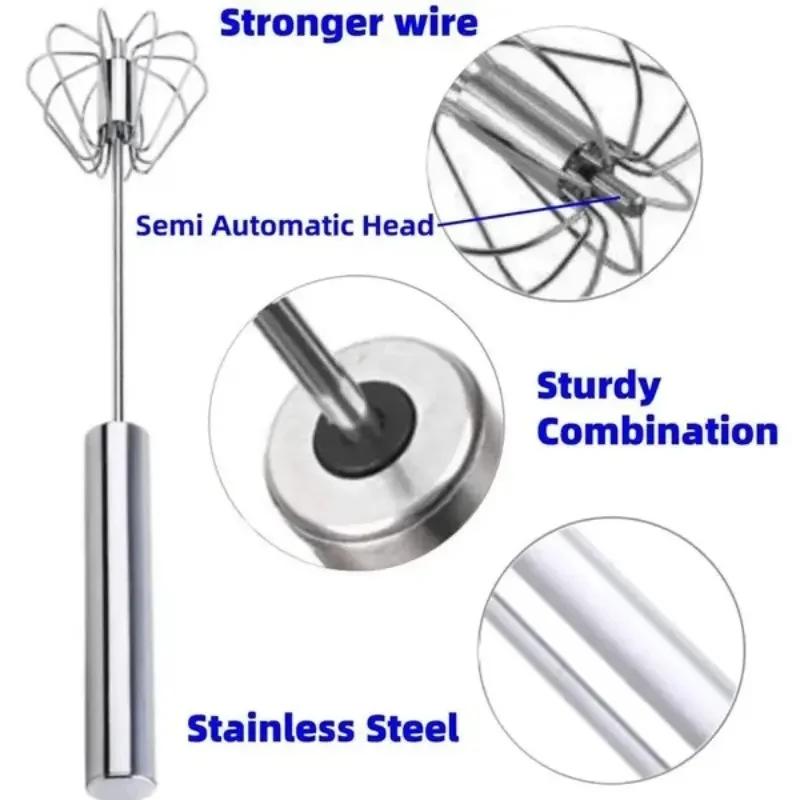 Бытовая полуавтоматическая взбивалка для яиц из нержавеющей стали