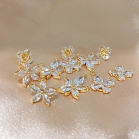 18k gold plated zircon flower rose charm pendant earring accessories di handmade material earring accessories