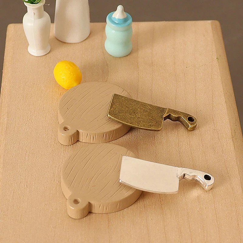 

1/12 Dollhouse Kitchen Knife Chopping Board Set Dollhouse Mini Kitchen Decoration Dolls House Accessories Pretend Play Toy