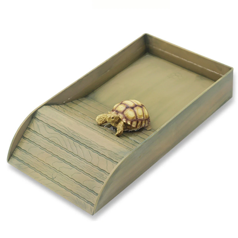 

Reptile Turtle Feeding Dish with Ramp for Lizards Amphibians Housing 2 Pattern Easy to Clean ABS Multipurpose Dish Bath Tub