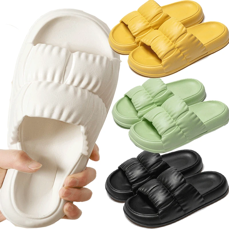 

2022 New Shit Feeling Thick-Soled Slippers Women Summer Thick Bottom Indoor Home Bathroom Non-slip Soft Wear Cool Slippers