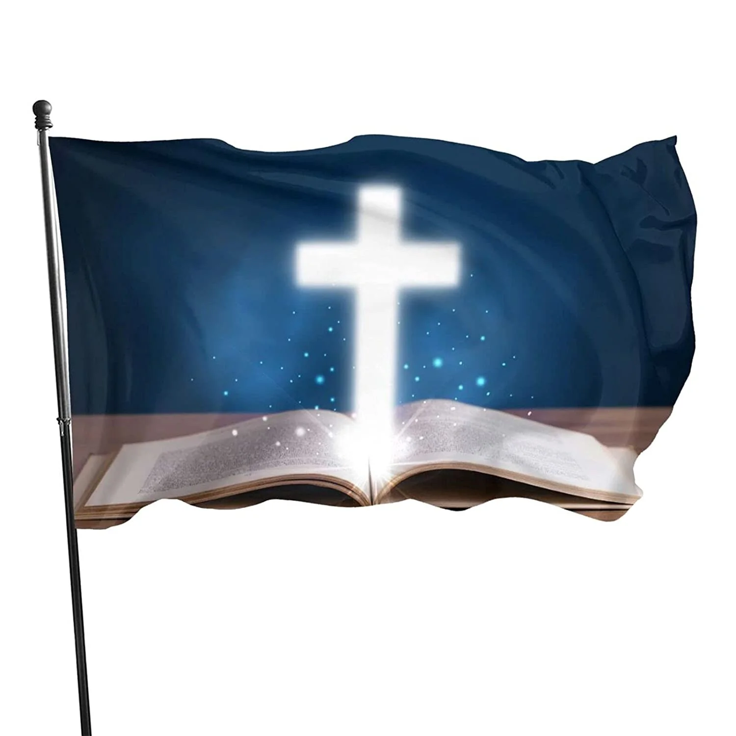 

Jesus Christ Lord Cross Firefly Book 3 X 5 Ft Flag for Outdoor Indoor Home Decor Translucent Garden Flags Home Farm Decoration