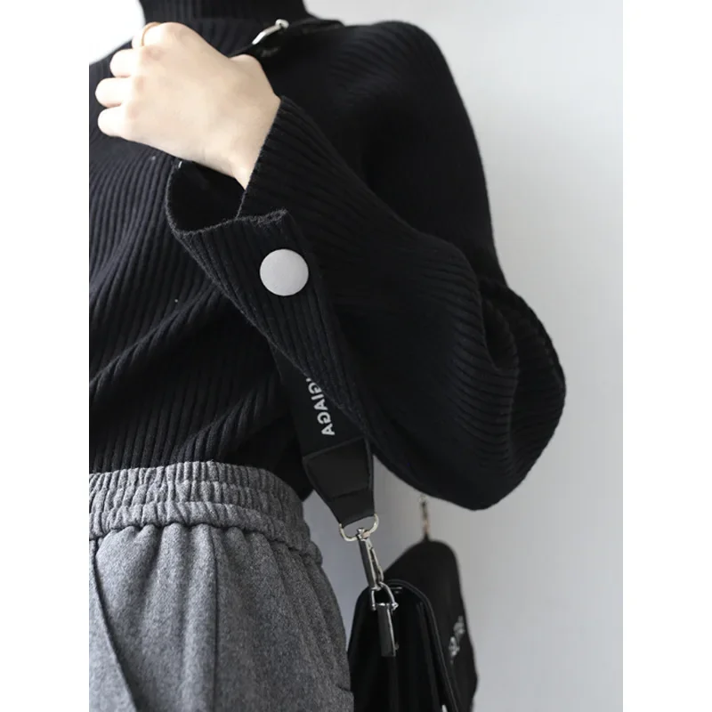 Элегантный женский свитер с воротником до половины поло во французском стиле