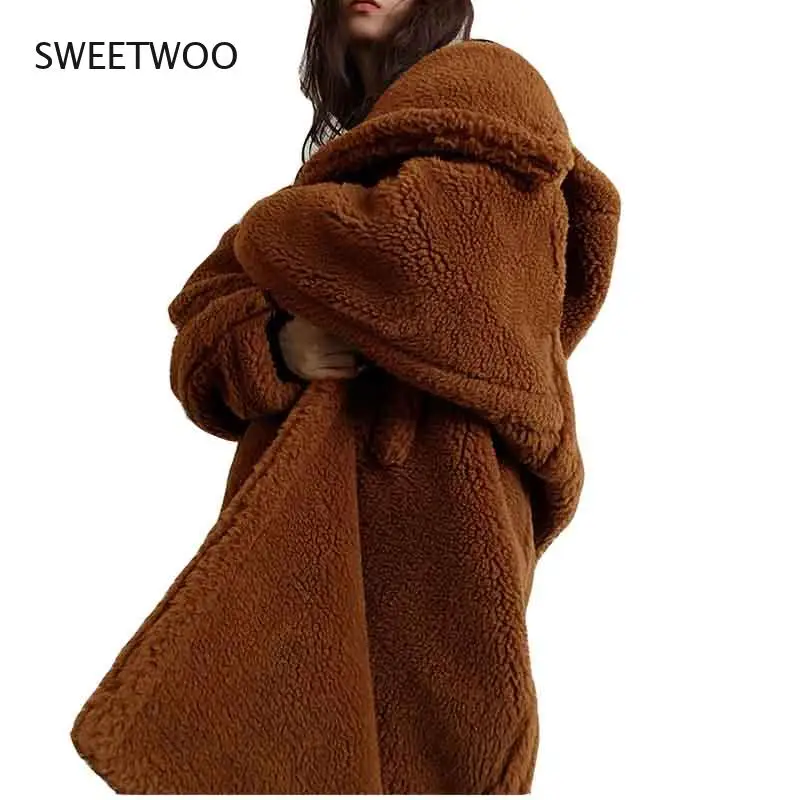 Female Fur Faux Fur Casual Women Coat 2022 Winter Fashion Warm Hooded Lapel Medium Length Women Fur Coat Contracted Slim tide