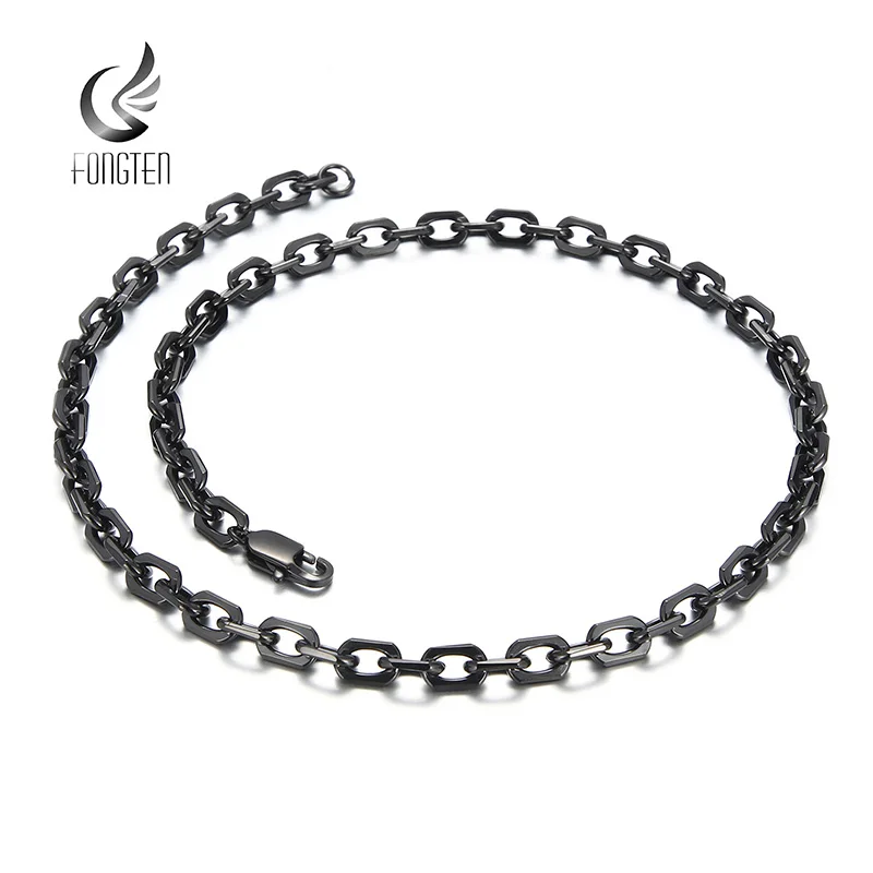 

Fongten 50cm Necklace For Men O Link Chain Stainless Steel Male Necklace Multiple Colors Choker Jewelry Wholesale