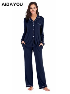 Женский пижамный комплект из 2 предметов, бархатный эластичный костюм для отдыха с длинными рукавами, стрейчевая одежда для сна, штаны, топы, атласный Шелковый Pjs ouc041