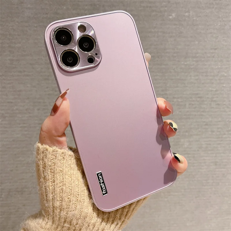 

For IPhone 14 Pro Max Phone Case 14Plus Frosted Backplane Fine hole metal lens Brushed 13pro high-end case Anti Fingerprint 12