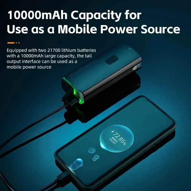 ROCKBROS 3000LM Велосипедный фонарь 10000 мАч Power Bank Type-C Зарядка Передняя лампа