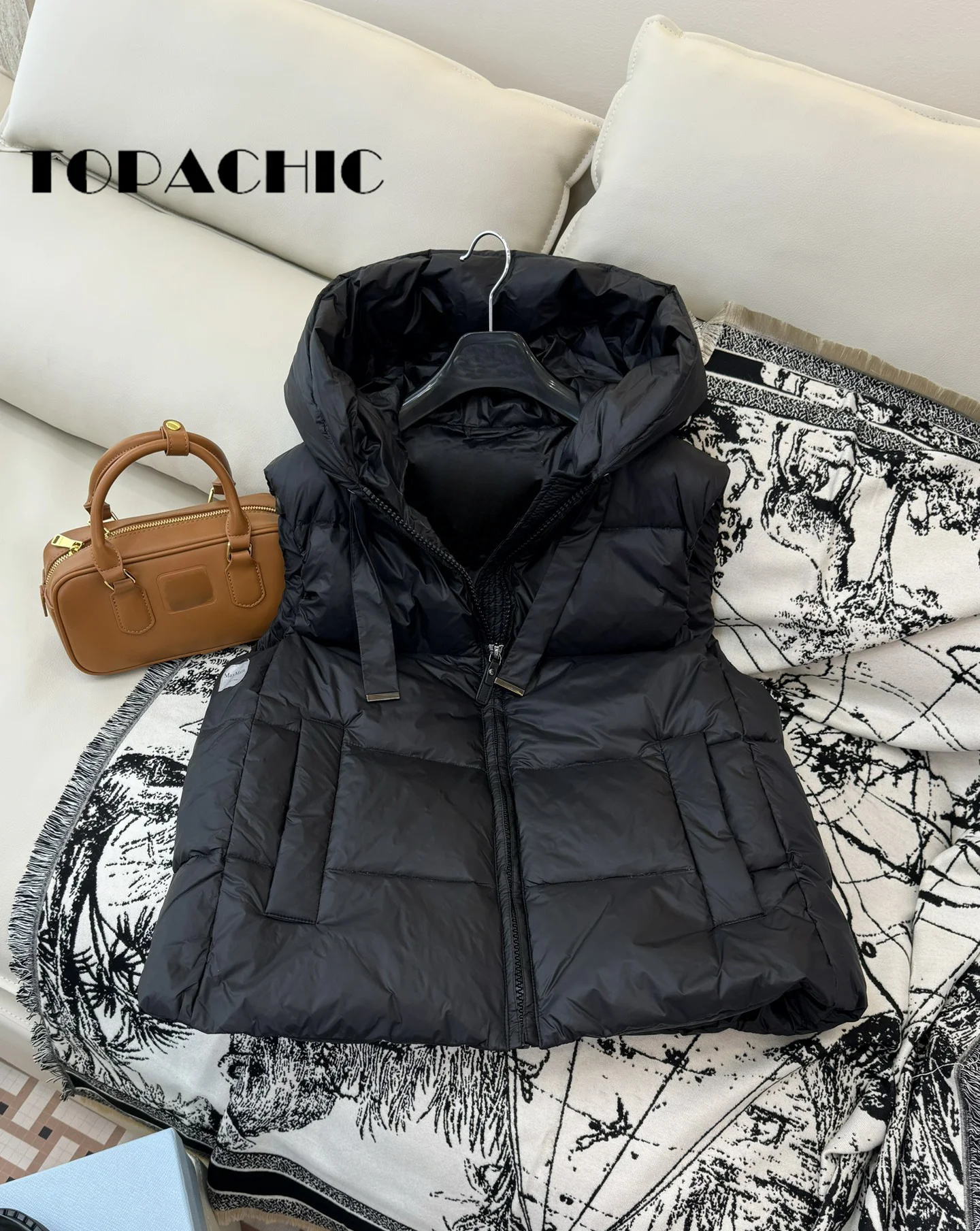 9 12 TOPACHIC-Женская одежда жилет на молнии со шнуровкой и капюшоном