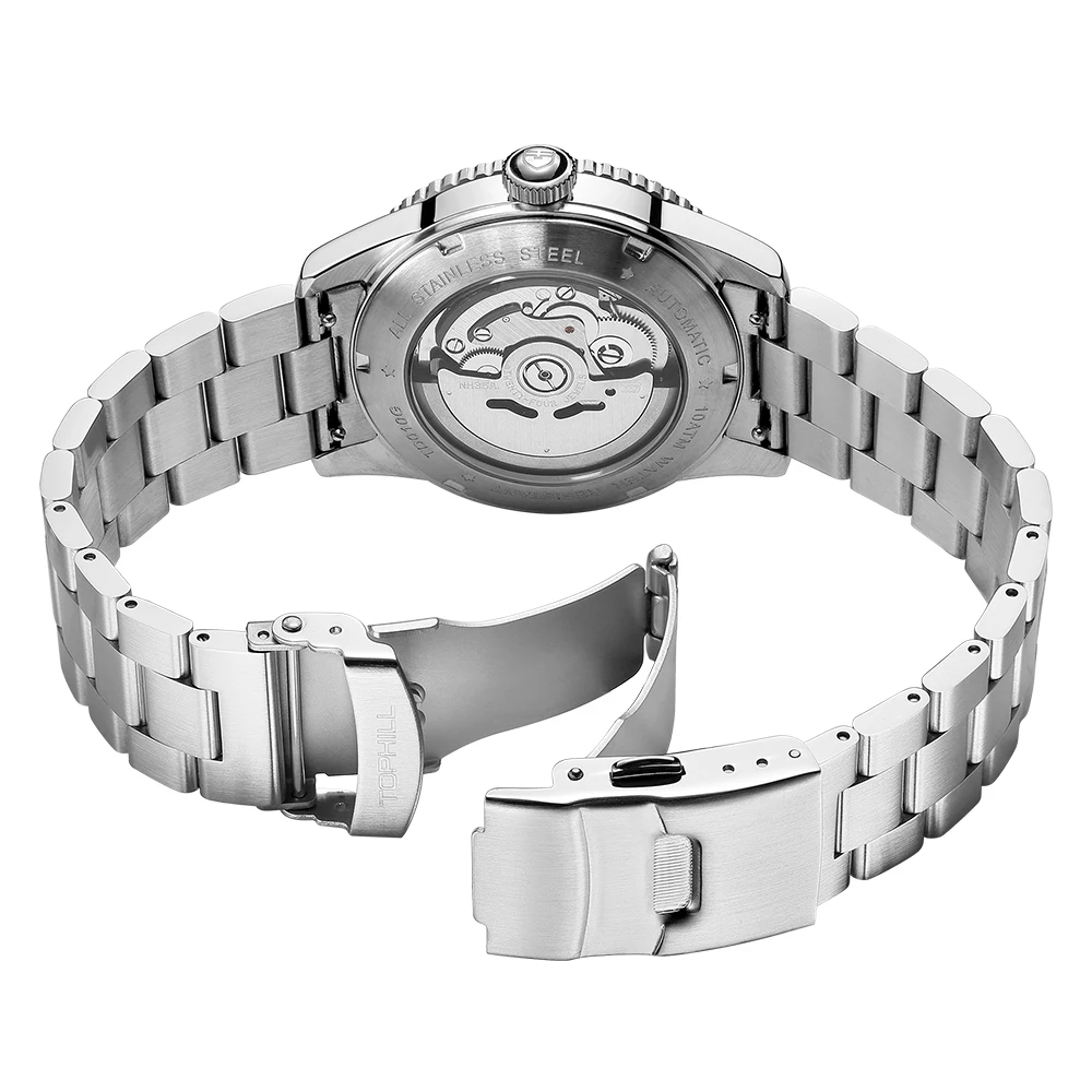 Фото TOPHILL Механические часы Мужские часы Деловые часы Seiko NH35 Часы с автоматическим механизмом Калькулятор из нержавеющей стали 316L №3
