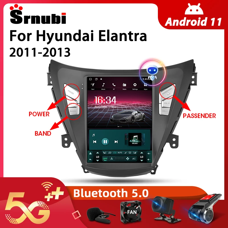$119.13 Srnubi Android 11 Car Radio for Hyundai Elantra 2011-2013 Multimedia Video 2Din 4G Navigation Carplay Head Unit for Tesla Style