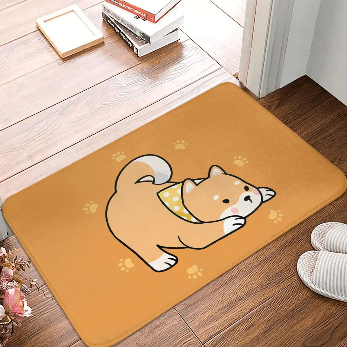 

Shiba Inu Bathroom Mat Cute Orange Doormat Flannel Carpet Balcony Rug Home Decor