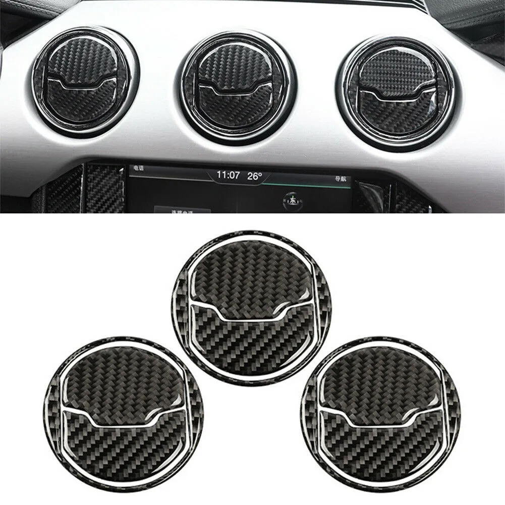 

Brand New Durable High Quality Hot Sale Interior Decor Trim 70mm/2.76\" Black Center Air Vent Real Carbon Fiber
