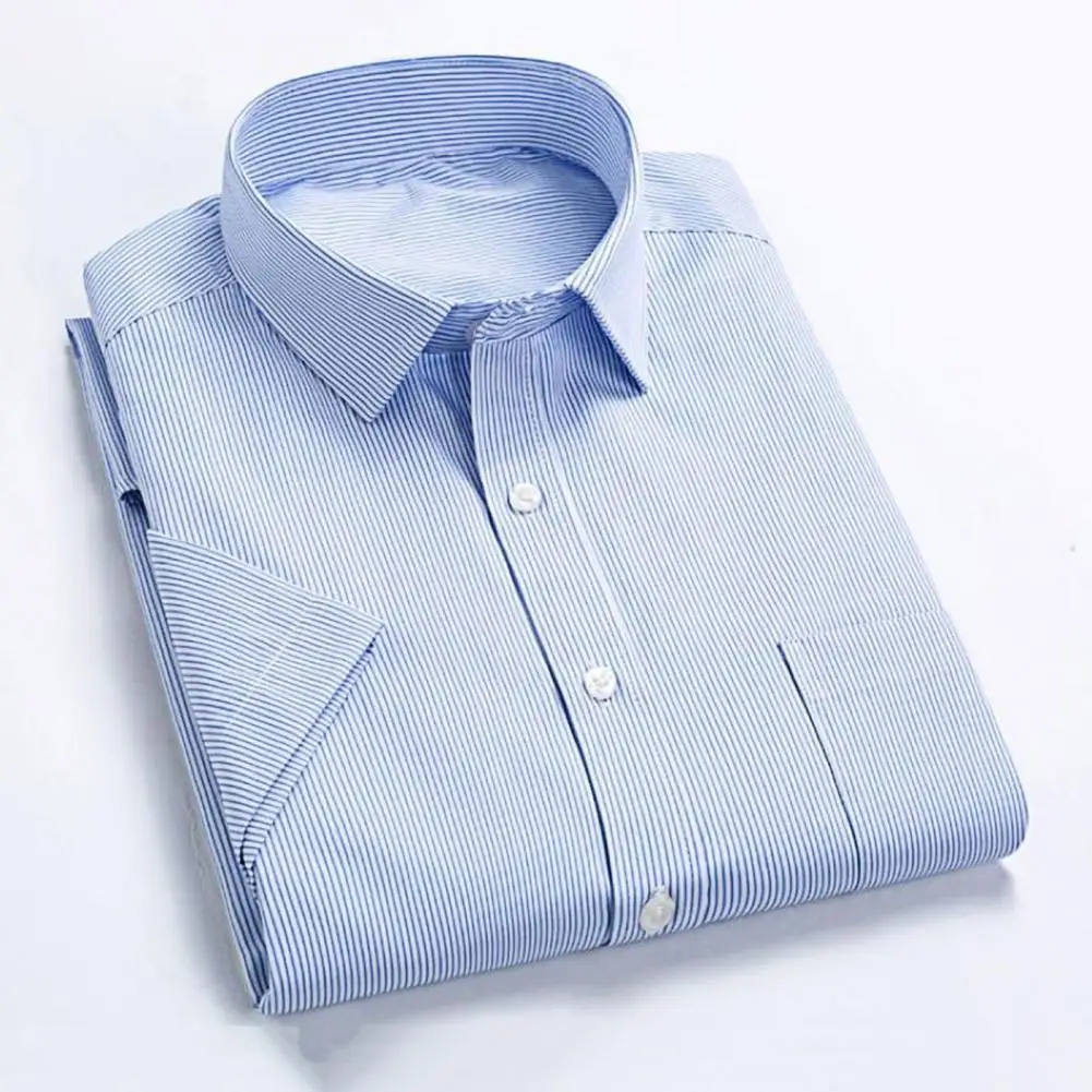 

New Stretch Anti-Wrinkle Men's Shirts Long Sleeve Dress Shirts High Quality Men Slim Fit Social Business Blouse Striped Shirt